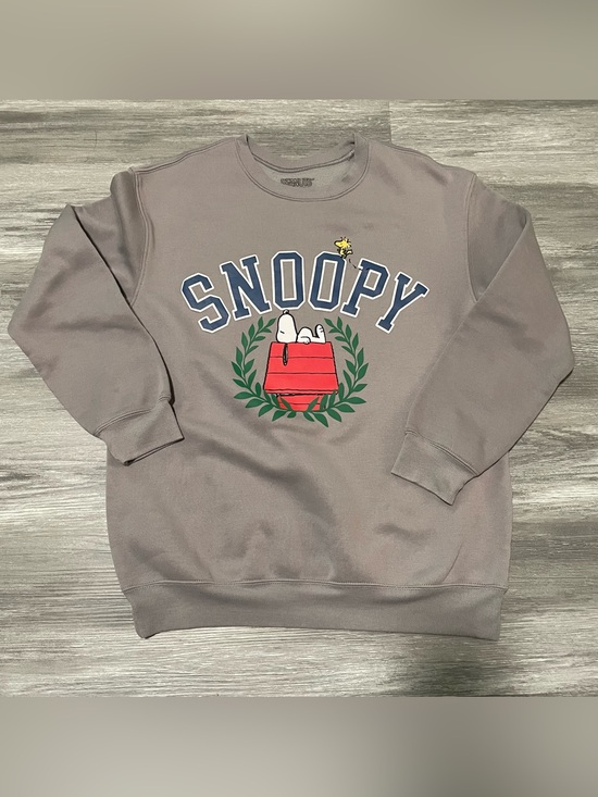 Peanuts Sweaters - Snoopy Graphic Crew Neck Sweatshirt Grey 2024 Peanuts Women's Medium Soft Cozy